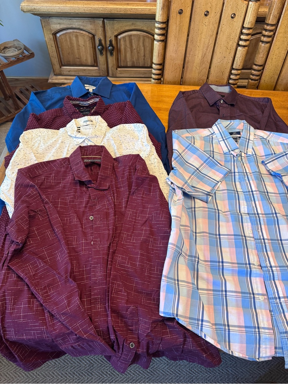 Selling as a lot. Men's Casual Button-Down Shirts - Burgundy Plaid etc